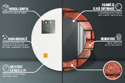 Miroir rond imprimé En brique rouge