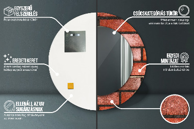 Miroir rond imprimé En brique rouge