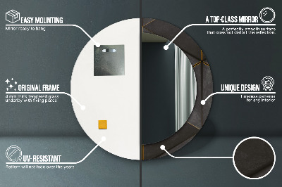 Miroir rond avec décoration Triangles gris