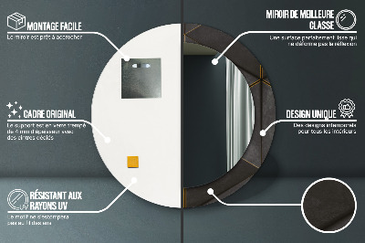 Miroir rond avec décoration Triangles gris