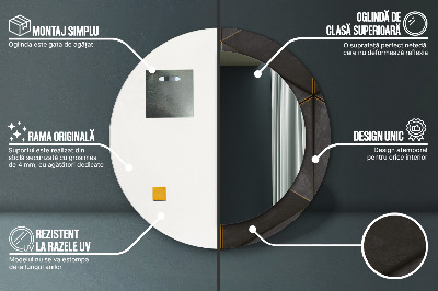 Miroir rond avec décoration Triangles gris