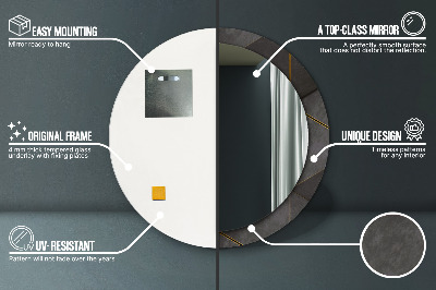 Miroir rond avec décoration Triangles gris