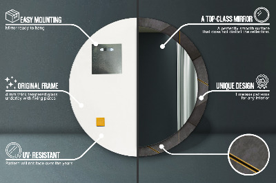 Miroir rond avec décoration Triangles gris