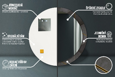 Miroir rond avec décoration Triangles gris
