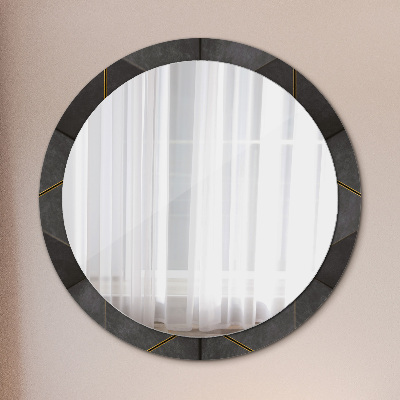 Miroir rond avec décoration Triangles gris