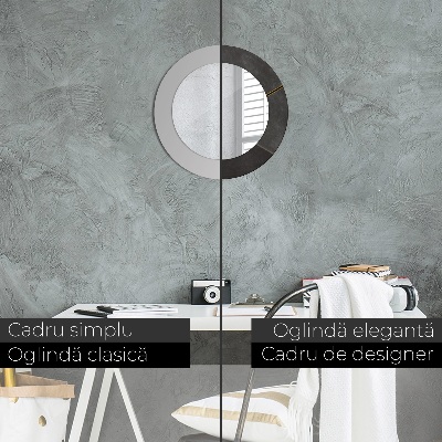 Miroir rond avec décoration Triangles gris
