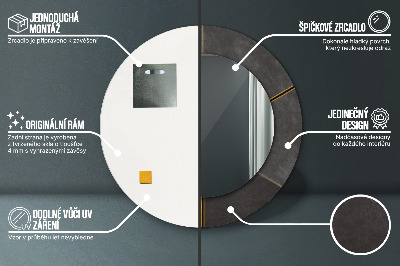 Miroir rond avec décoration Triangles gris