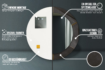 Miroir rond avec décoration Triangles gris