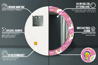 Miroir rond imprimé Licorne magique