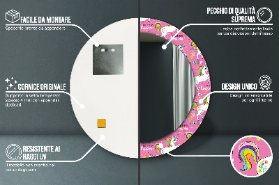 Miroir rond imprimé Licorne magique