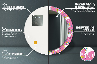Miroir rond imprimé Licorne magique