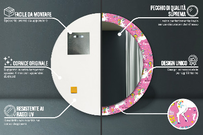 Miroir rond imprimé Licorne magique