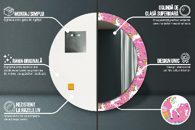 Miroir rond imprimé Licorne magique
