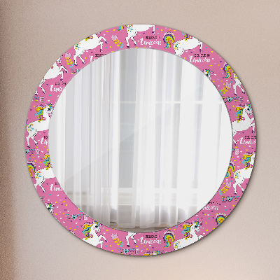 Miroir rond imprimé Licorne magique
