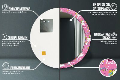 Miroir rond imprimé Licorne magique