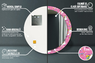 Miroir rond imprimé Licorne magique