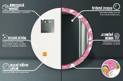 Miroir rond imprimé Licorne magique
