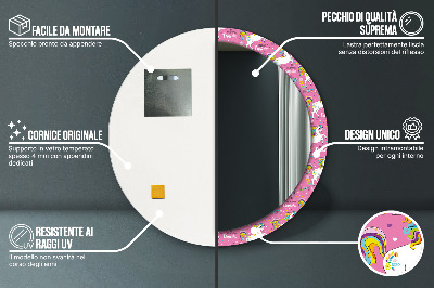 Miroir rond imprimé Licorne magique
