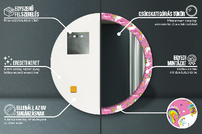 Miroir rond imprimé Licorne magique