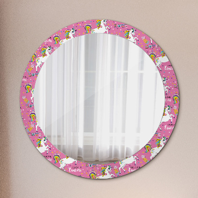 Miroir rond imprimé Licorne magique