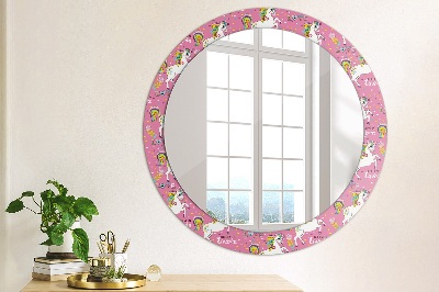 Miroir rond imprimé Licorne magique