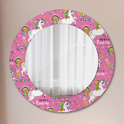 Miroir rond imprimé Licorne magique