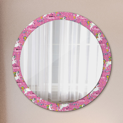 Miroir rond imprimé Licorne magique