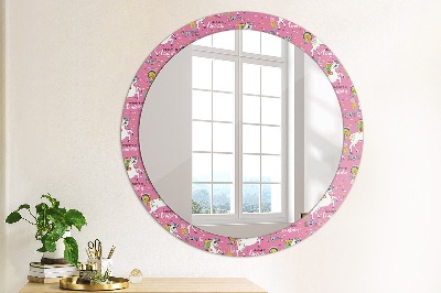 Miroir rond imprimé Licorne magique