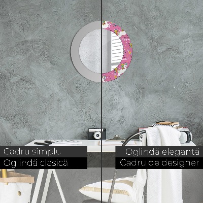 Miroir rond imprimé Licorne magique