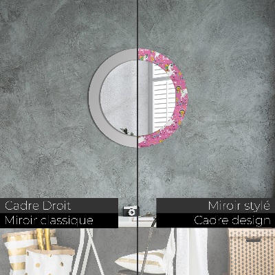 Miroir rond imprimé Licorne magique