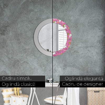 Miroir rond imprimé Licorne magique