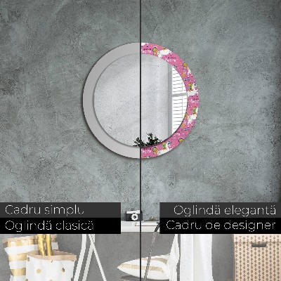 Miroir rond imprimé Licorne magique