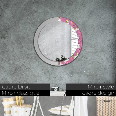 Miroir rond imprimé Licorne magique