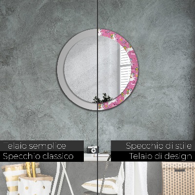 Miroir rond imprimé Licorne magique