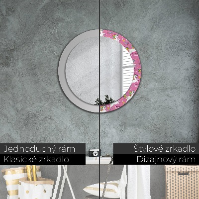 Miroir rond imprimé Licorne magique