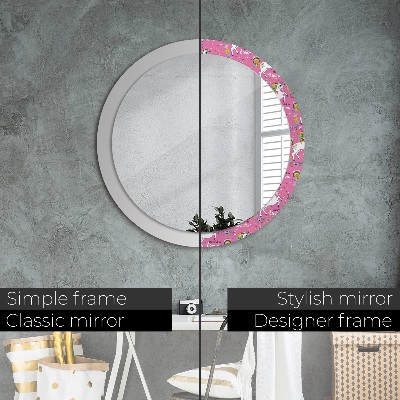 Miroir rond imprimé Licorne magique