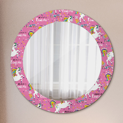 Miroir rond imprimé Licorne magique