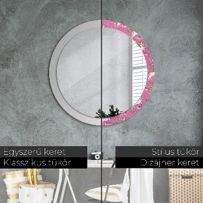 Miroir rond imprimé Licorne magique
