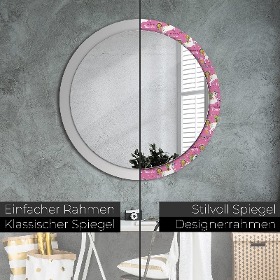 Miroir rond imprimé Licorne magique