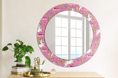 Miroir rond imprimé Licorne magique
