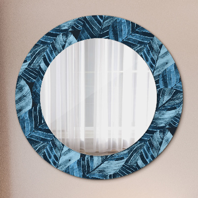 Miroir rond avec décoration Feuilles de la jungle