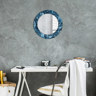 Miroir rond avec décoration Feuilles de la jungle