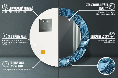 Miroir rond avec décoration Feuilles de la jungle