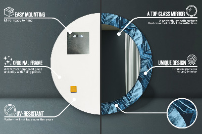 Miroir rond avec décoration Feuilles de la jungle