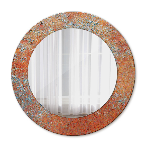Miroir rond imprimé Métal rouillé