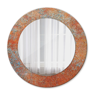 Miroir rond imprimé Métal rouillé