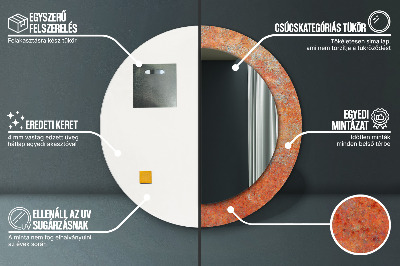 Miroir rond imprimé Métal rouillé