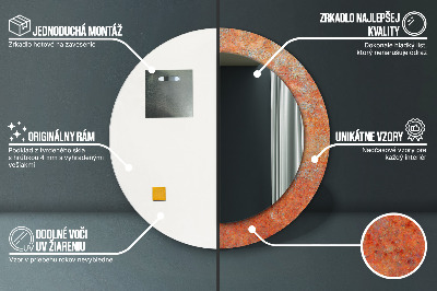 Miroir rond imprimé Métal rouillé