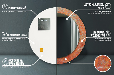 Miroir rond imprimé Métal rouillé