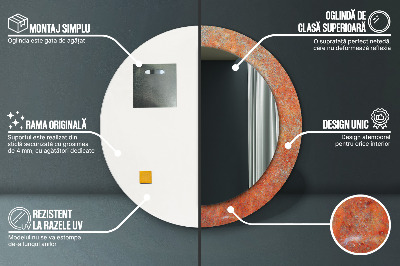 Miroir rond imprimé Métal rouillé